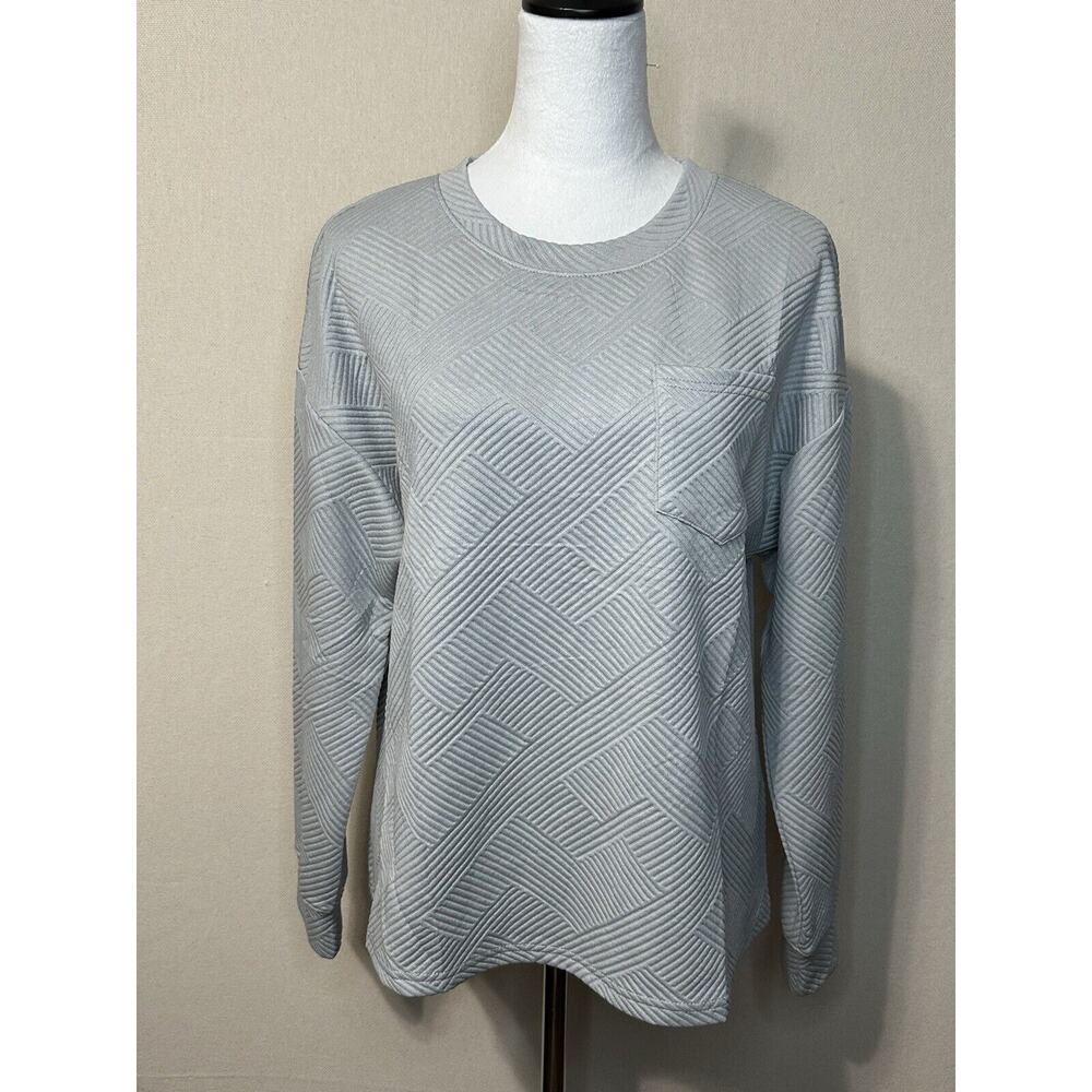 Merokeety Crewneck Long Sleeve Sweater Textured‎ Gray Size Medium NWT